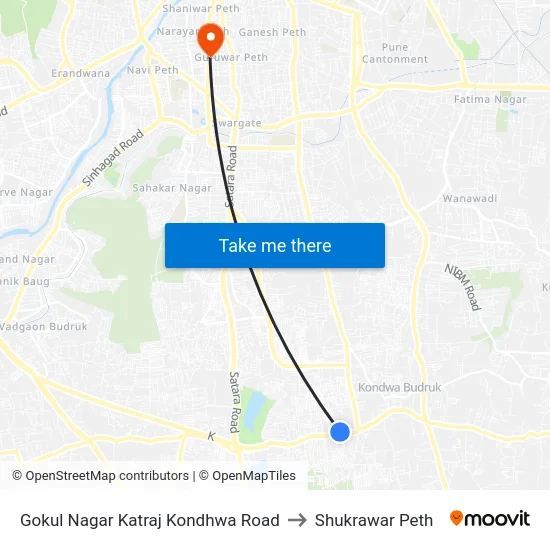 Gokul Nagar Katraj Kondhwa Road to Shukrawar Peth map