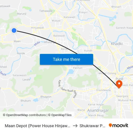 Maan Depot (Power House Hinjawadi) to Shukrawar Peth map