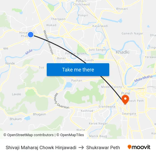 Shivaji Maharaj Chowk Hinjawadi to Shukrawar Peth map