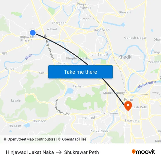 Hinjawadi Jakat Naka to Shukrawar Peth map