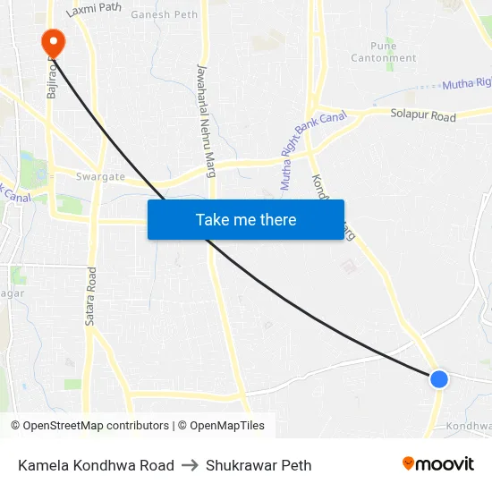 Kamela Kondhwa Road to Shukrawar Peth map