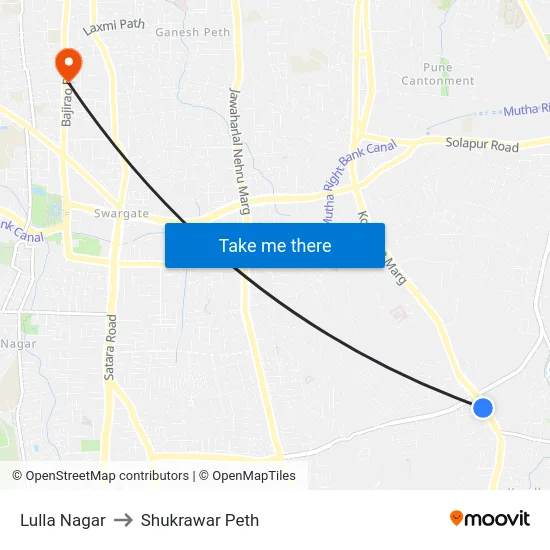 Lulla Nagar to Shukrawar Peth map