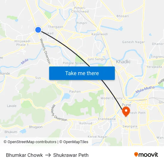 Bhumkar Chowk to Shukrawar Peth map
