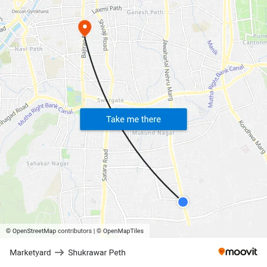 Marketyard to Shukrawar Peth map