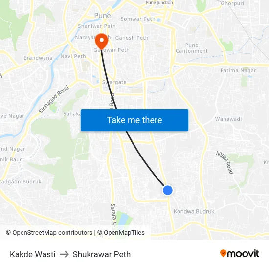 Kakde Wasti to Shukrawar Peth map