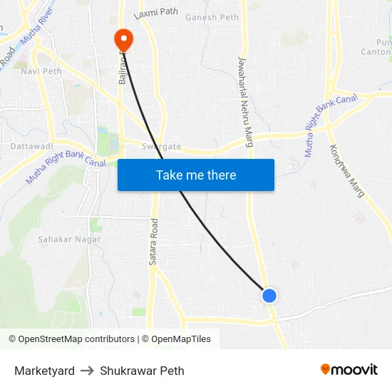 Marketyard to Shukrawar Peth map