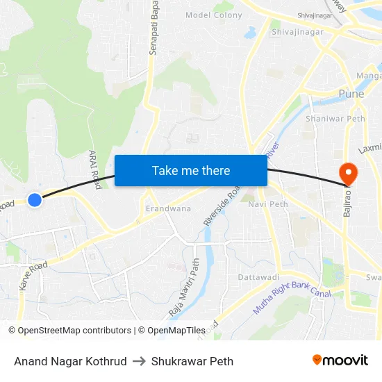 Anand Nagar Kothrud to Shukrawar Peth map