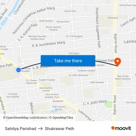 Sahitya Parishad to Shukrawar Peth map