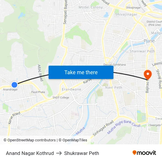 Anand Nagar Kothrud to Shukrawar Peth map