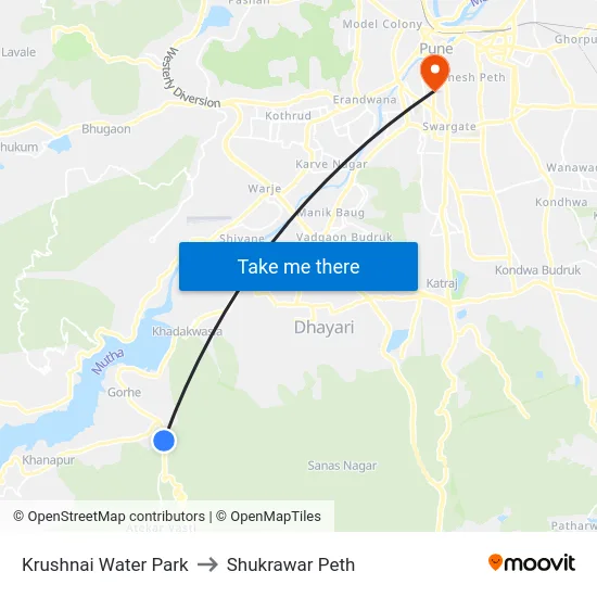 Krushnai Water Park to Shukrawar Peth map