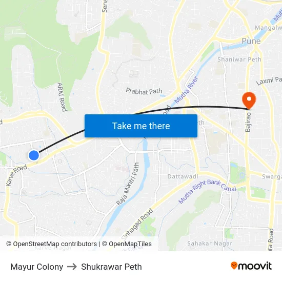 Mayur Colony to Shukrawar Peth map