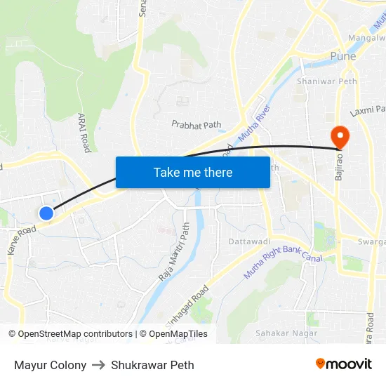 Mayur Colony to Shukrawar Peth map