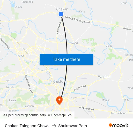 Chakan Talegaon Chowk to Shukrawar Peth map