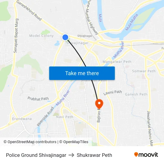 Police Ground Shivajinagar to Shukrawar Peth map
