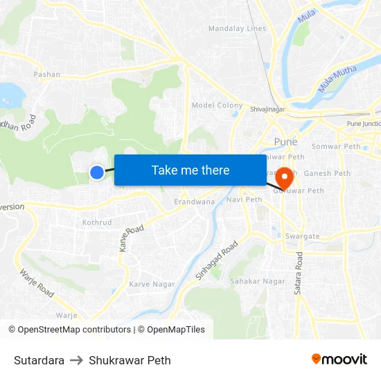 Sutardara to Shukrawar Peth map