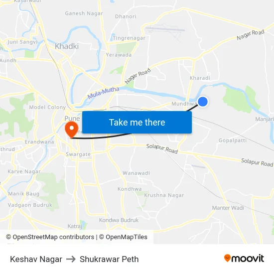 Keshav Nagar to Shukrawar Peth map