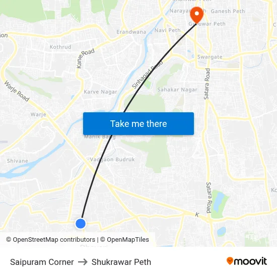 Saipuram Corner to Shukrawar Peth map