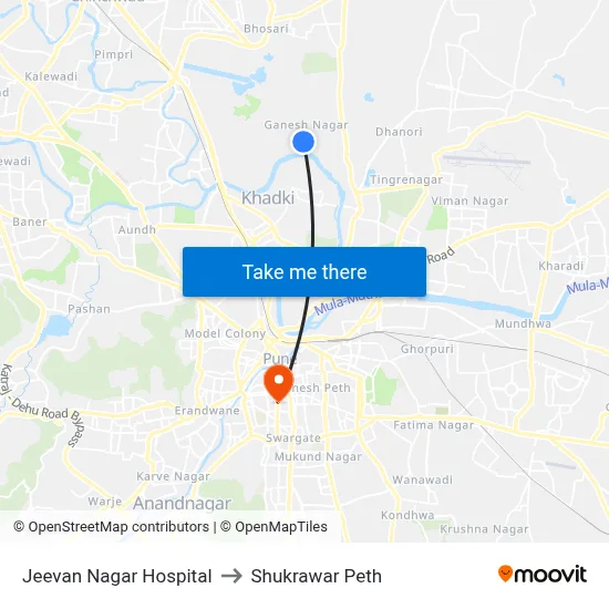Jeevan Nagar Hospital to Shukrawar Peth map