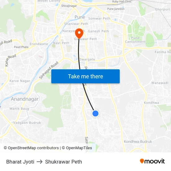 Bharat Jyoti to Shukrawar Peth map