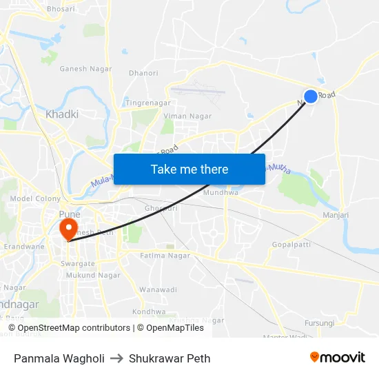 Panmala Wagholi to Shukrawar Peth map