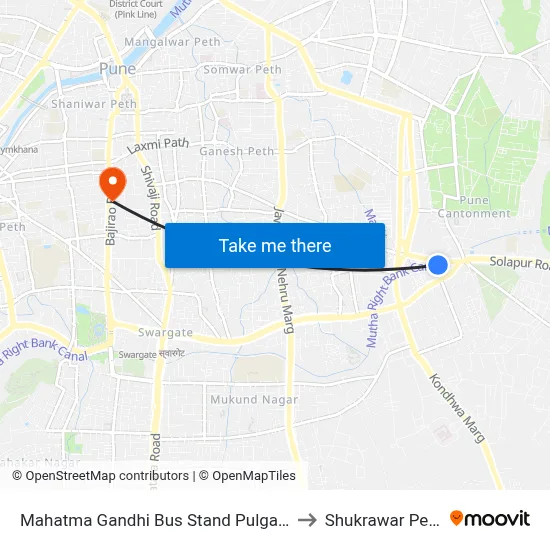 Mahatma Gandhi Bus Stand Pulgate to Shukrawar Peth map
