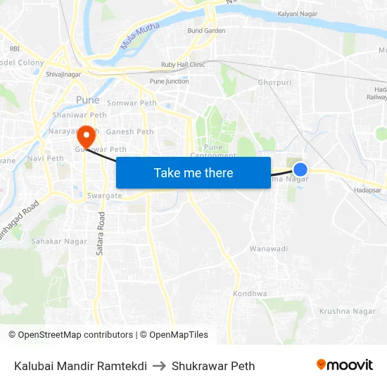Kalubai Mandir Ramtekdi to Shukrawar Peth map