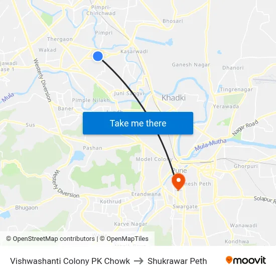 Vishwashanti Colony PK Chowk to Shukrawar Peth map