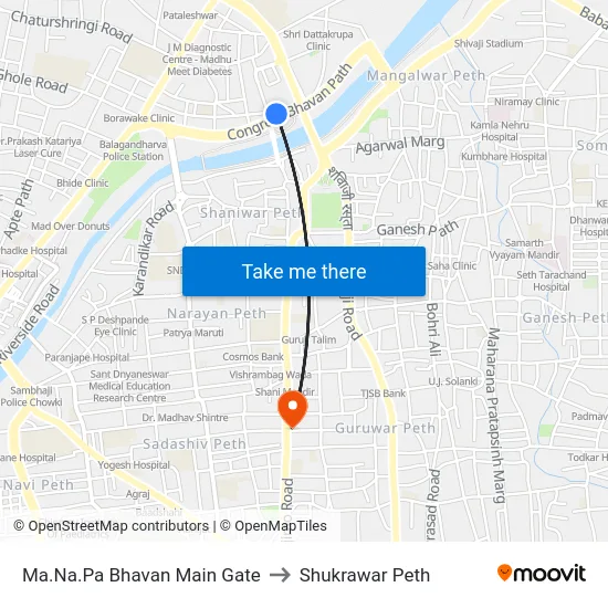 Ma.Na.Pa Bhavan Main Gate to Shukrawar Peth map