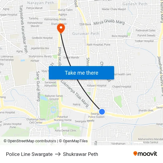 Police Line Swargate to Shukrawar Peth map