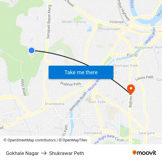 Gokhale Nagar to Shukrawar Peth map