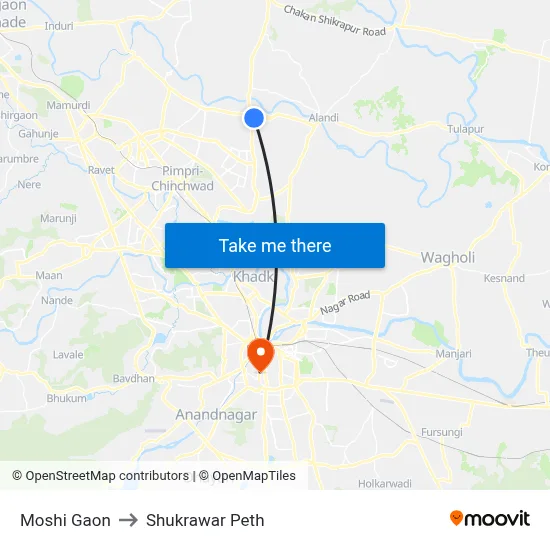 Moshi Gaon to Shukrawar Peth map