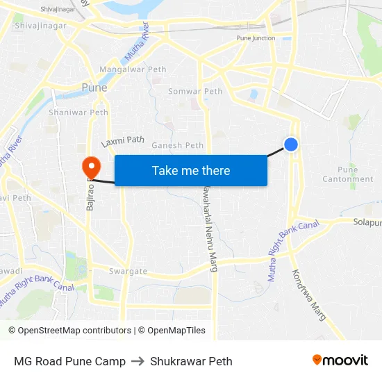 MG Road Pune Camp to Shukrawar Peth map