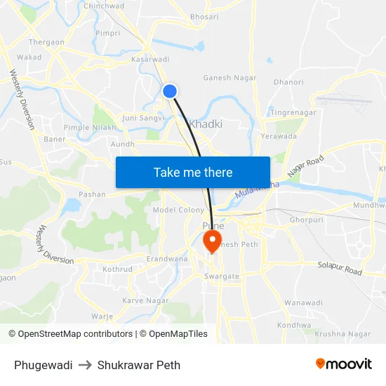 Phugewadi to Shukrawar Peth map