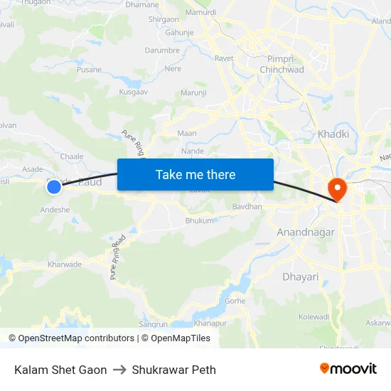 Kalam Shet Gaon to Shukrawar Peth map
