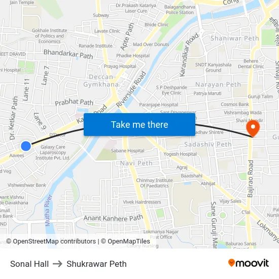 Sonal Hall to Shukrawar Peth map