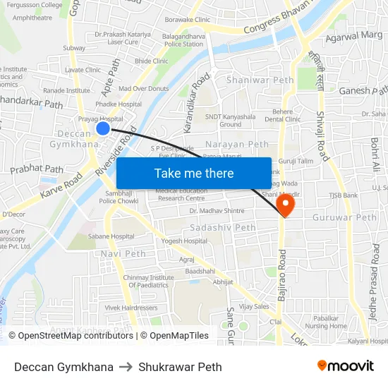 Deccan Gymkhana to Shukrawar Peth map