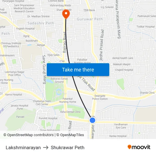 Lakshminarayan to Shukrawar Peth map