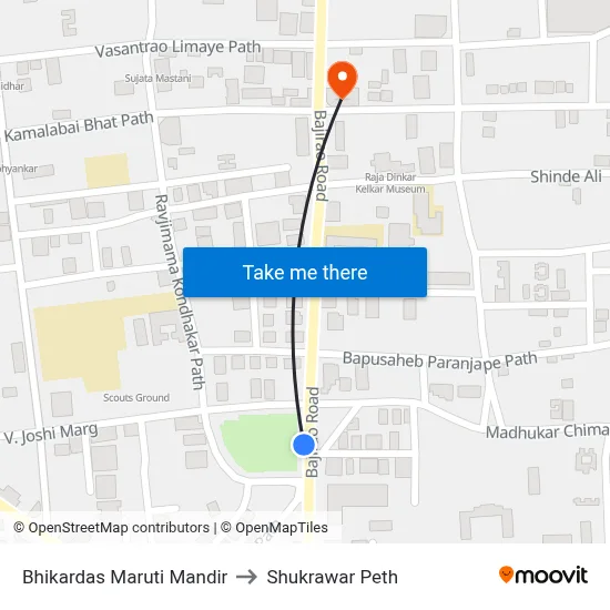 Bhikardas Maruti Mandir to Shukrawar Peth map