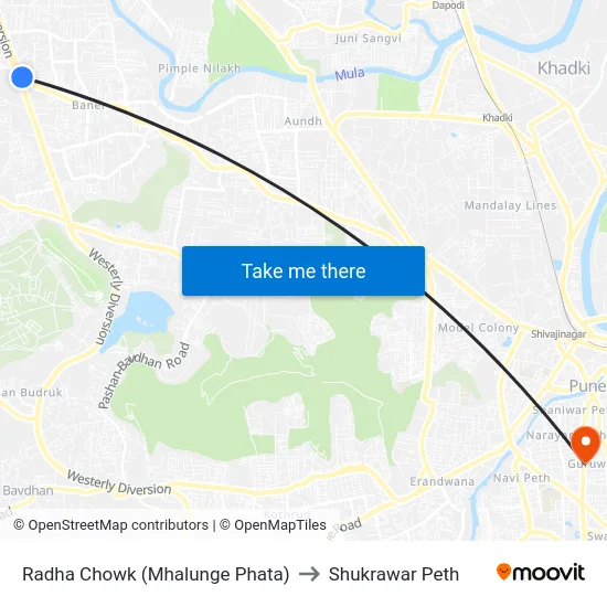 Radha Chowk (Mhalunge Phata) to Shukrawar Peth map