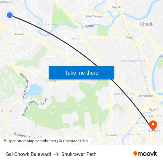 Sai Chowk Balewadi to Shukrawar Peth map