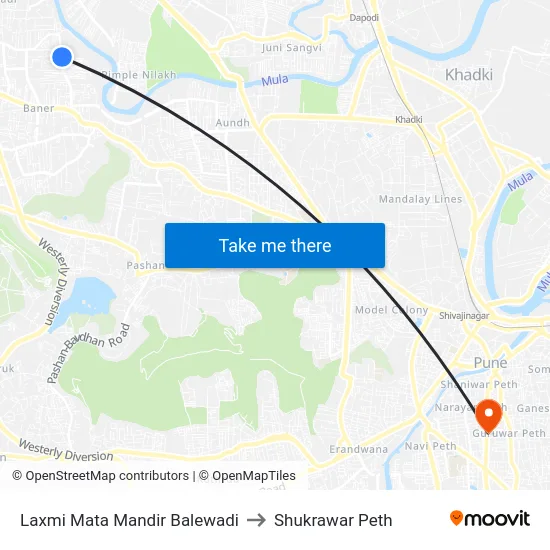 Laxmi Mata Mandir Balewadi to Shukrawar Peth map