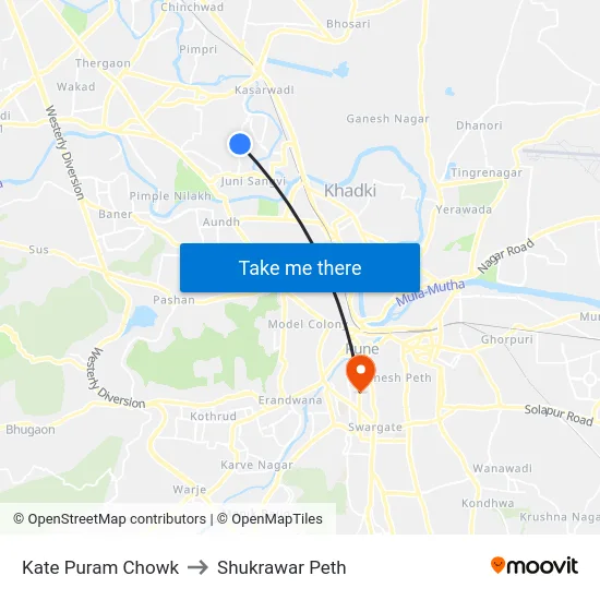 Kate Puram Chowk to Shukrawar Peth map