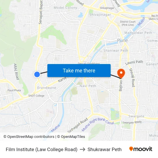 Film Institute (Law College Road) to Shukrawar Peth map