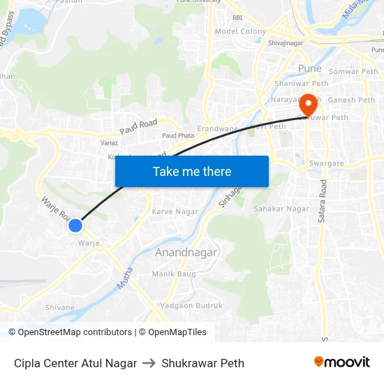Cipla Center Atul Nagar to Shukrawar Peth map