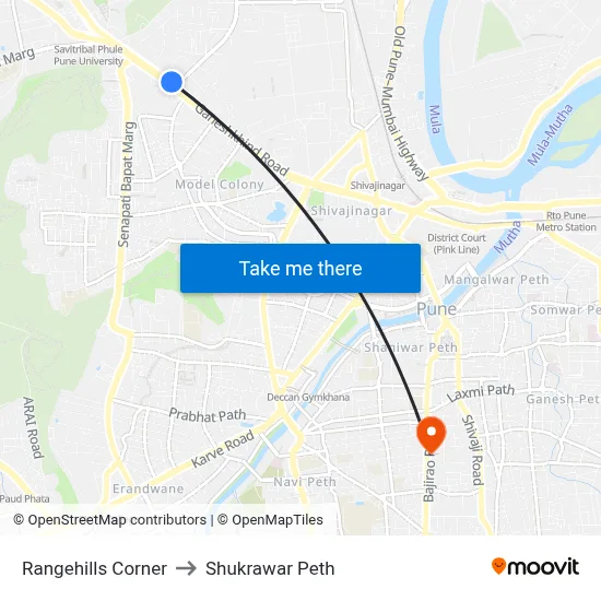 Rangehills Corner to Shukrawar Peth map