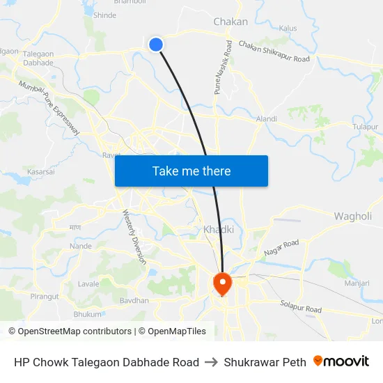 HP Chowk Talegaon Dabhade Road to Shukrawar Peth map