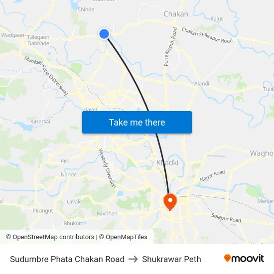 Sudumbre Phata Chakan Road to Shukrawar Peth map