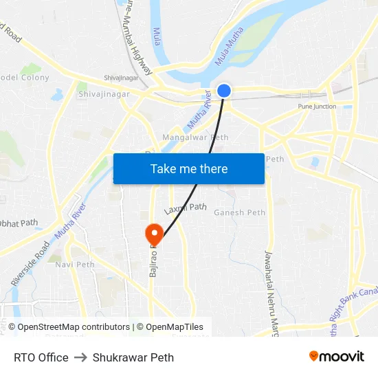 RTO Office to Shukrawar Peth map