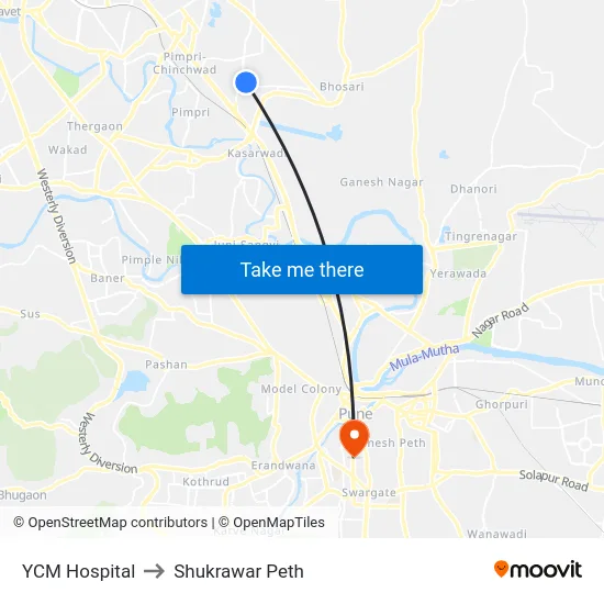 YCM Hospital to Shukrawar Peth map