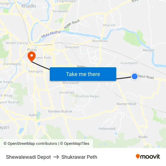 Shewalewadi Depot to Shukrawar Peth map